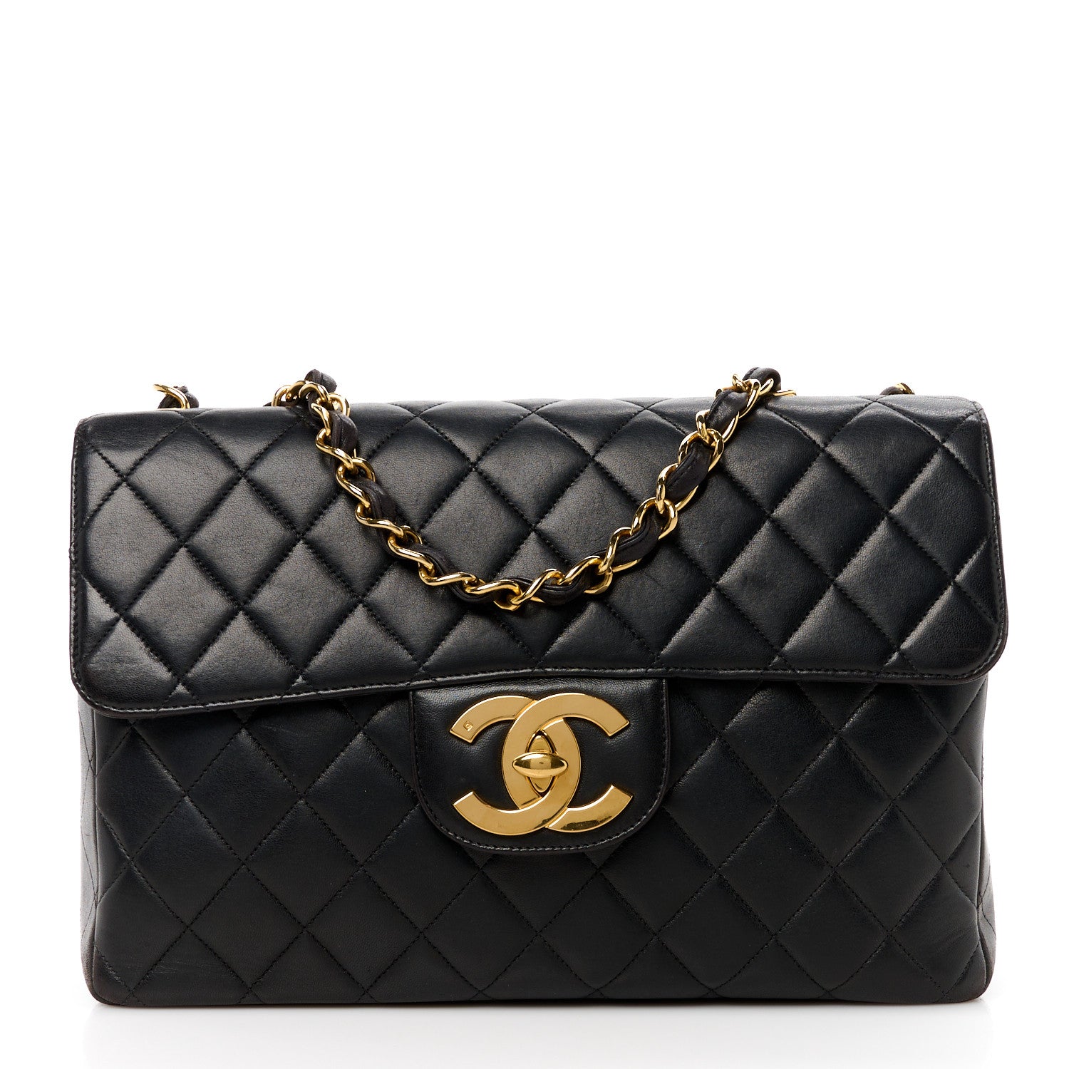 Chanel Lambskin Quilted XL Jumbo Single Flap Black 1 of 12