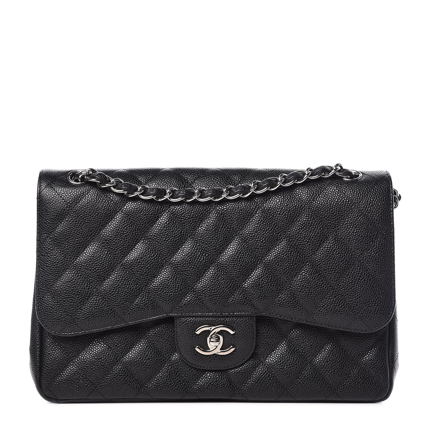 Caviar Quilted Jumbo Double Flap Black
