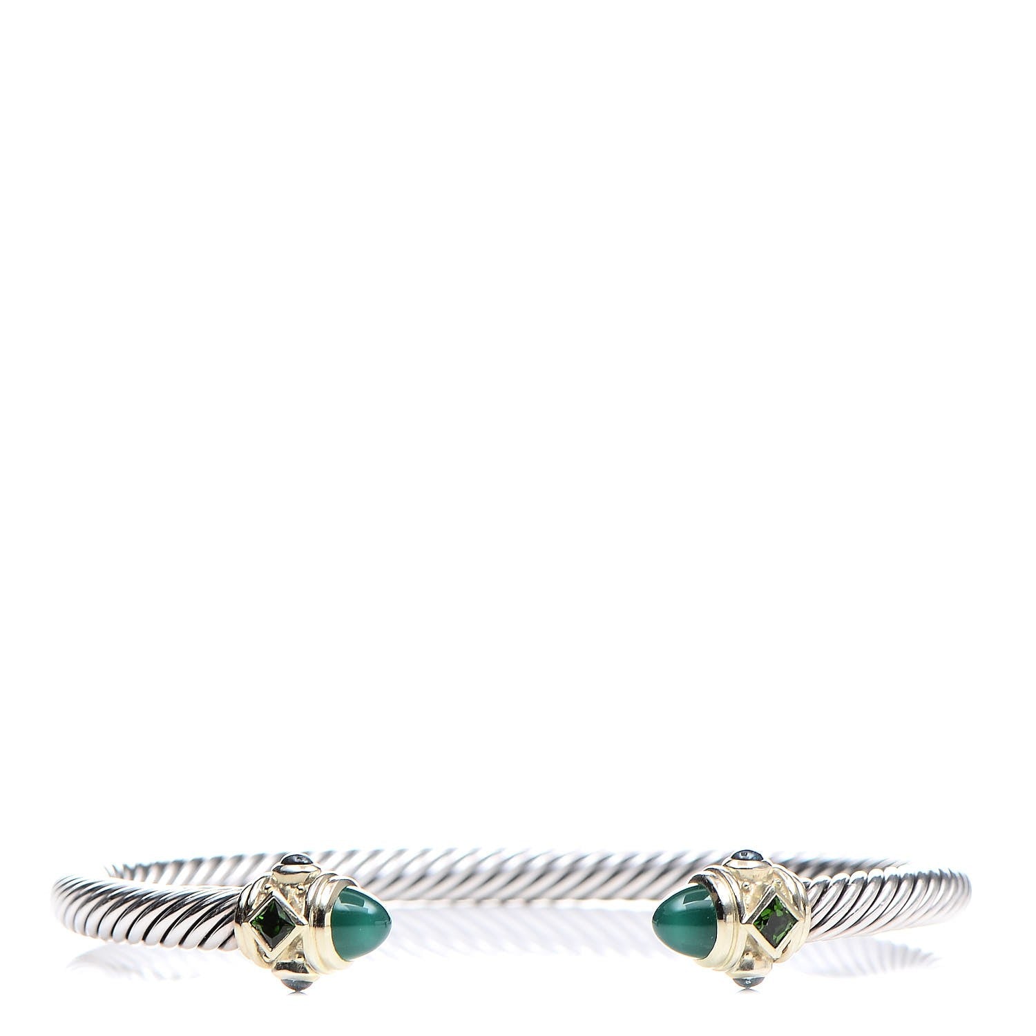 David Yurman Sterling Silver 14K Yellow Gold Green Onyx Chrome Diopside Hampton Blue Topaz 5mm Cable Renaissance Bracelet 1 of 5