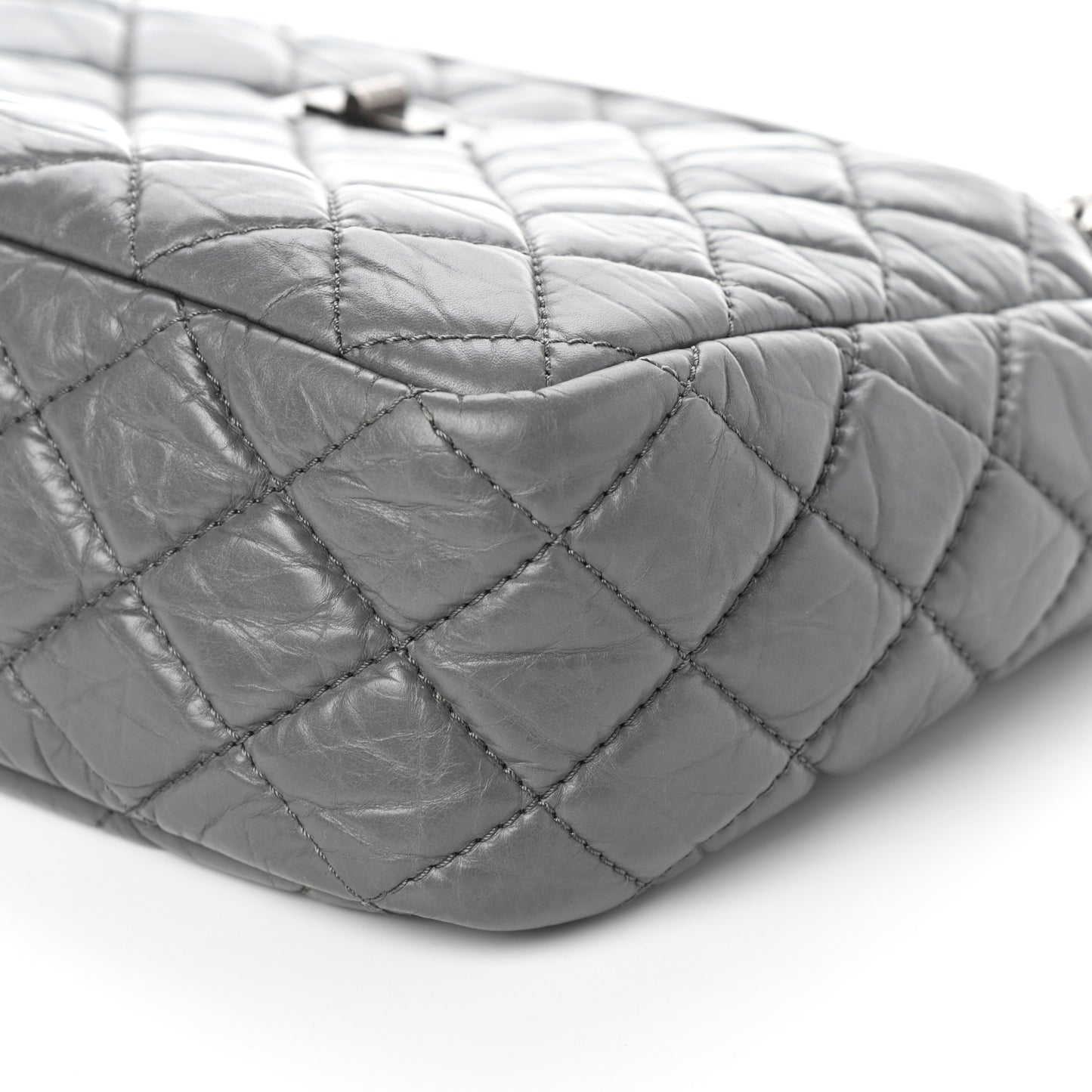 Aged Calfskin Quilted Large Reissue Camera Case Grey