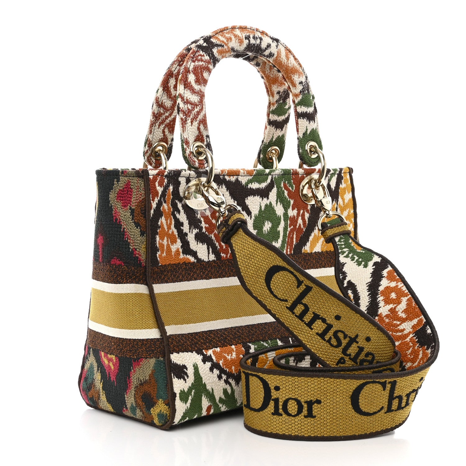 Christian Dior Canvas Embroidered Paisley Medium Lady D-Lite Multicolor 3 of 10