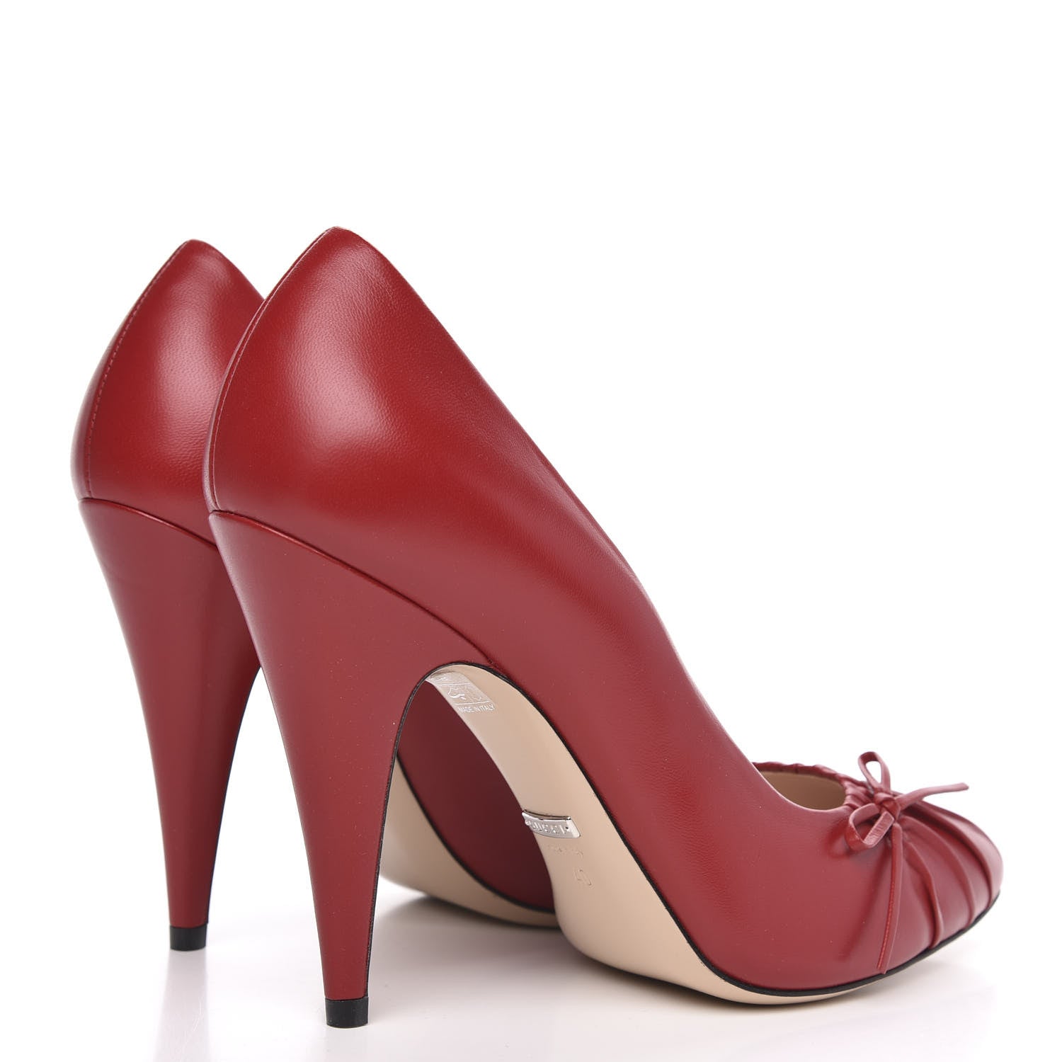Gucci Nappa Bow High Heel Pumps 40 Hibiscus Red 4 of 11