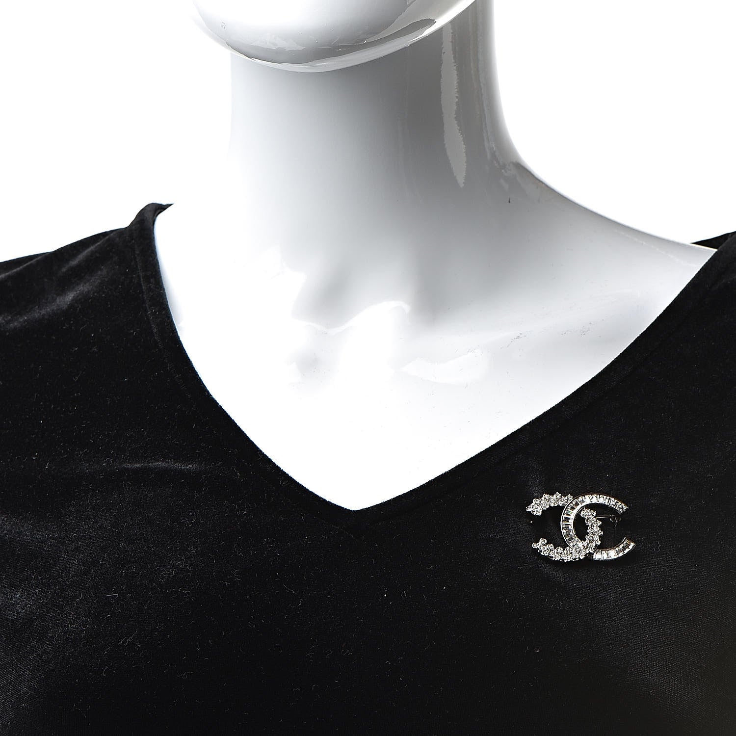 Chanel Baguette Round Crystal CC Brooch Silver 2 of 5