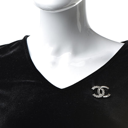 Chanel Baguette Round Crystal CC Brooch Silver 2 of 5