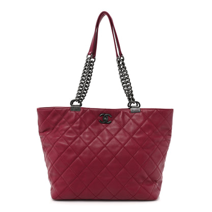 Chanel Calfskin Quilted Large Shopping In Chains Tote Dark Pink 1 of 13
