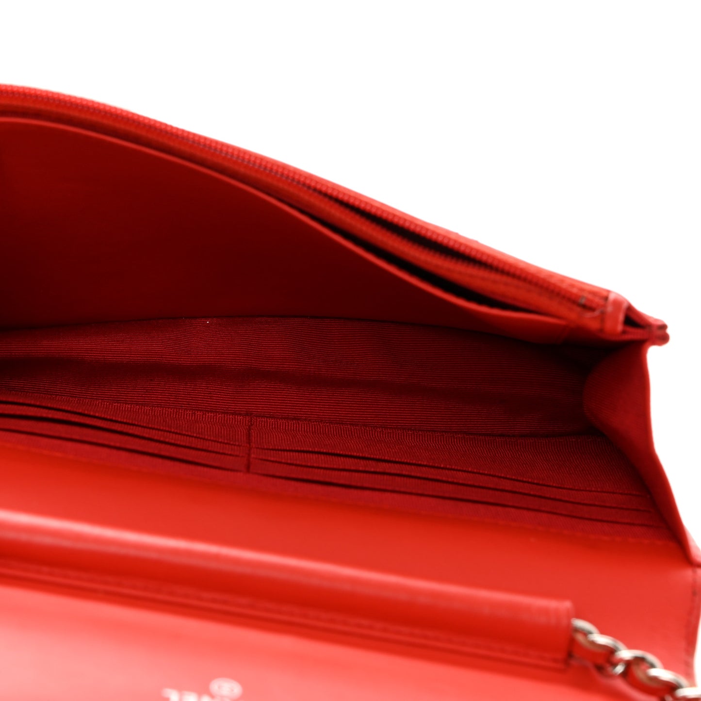 Patent Quilted Wallet On Chain WOC Red