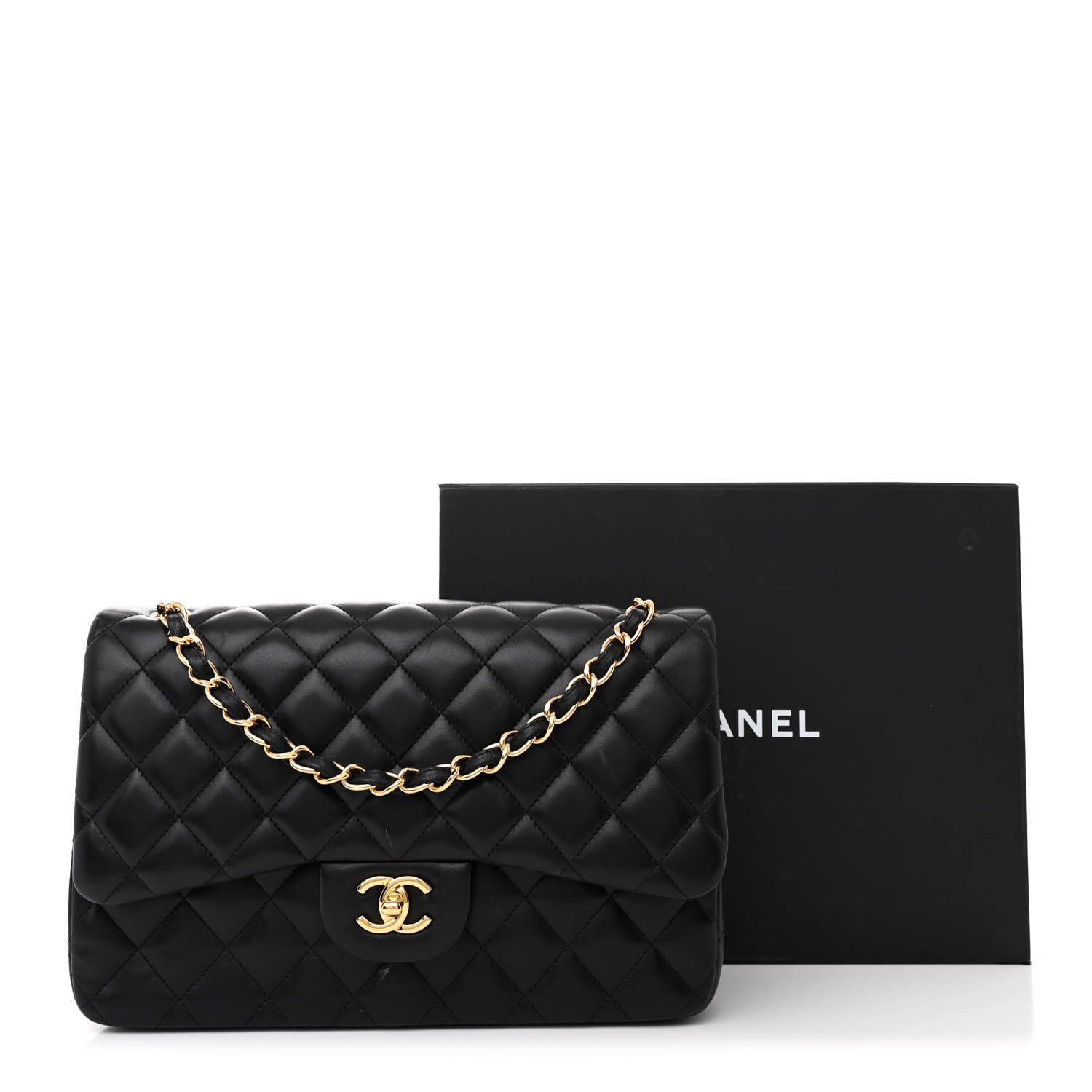Chanel Lambskin Quilted Jumbo Double Flap Black 14 of 14
