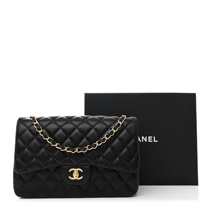 Chanel Lambskin Quilted Jumbo Double Flap Black 14 of 14