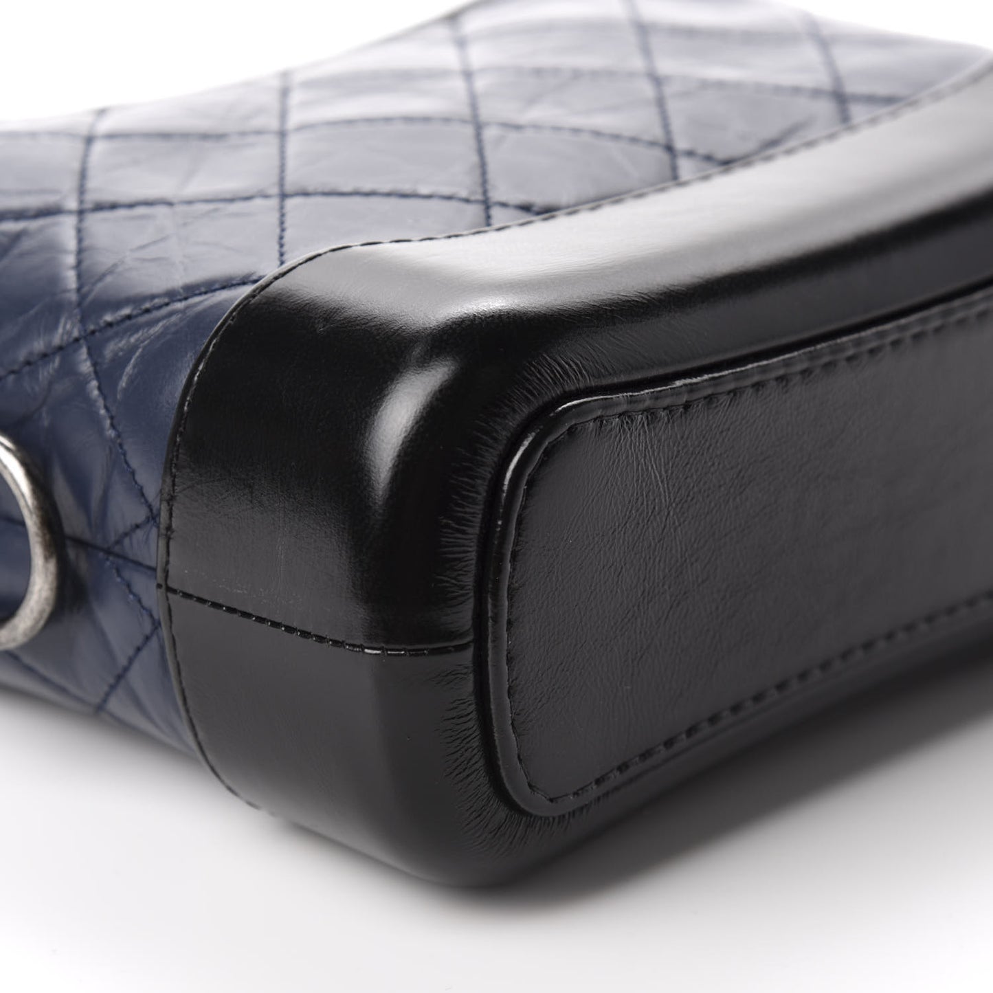Aged Calfskin Quilted Small Gabrielle Hobo Navy Black