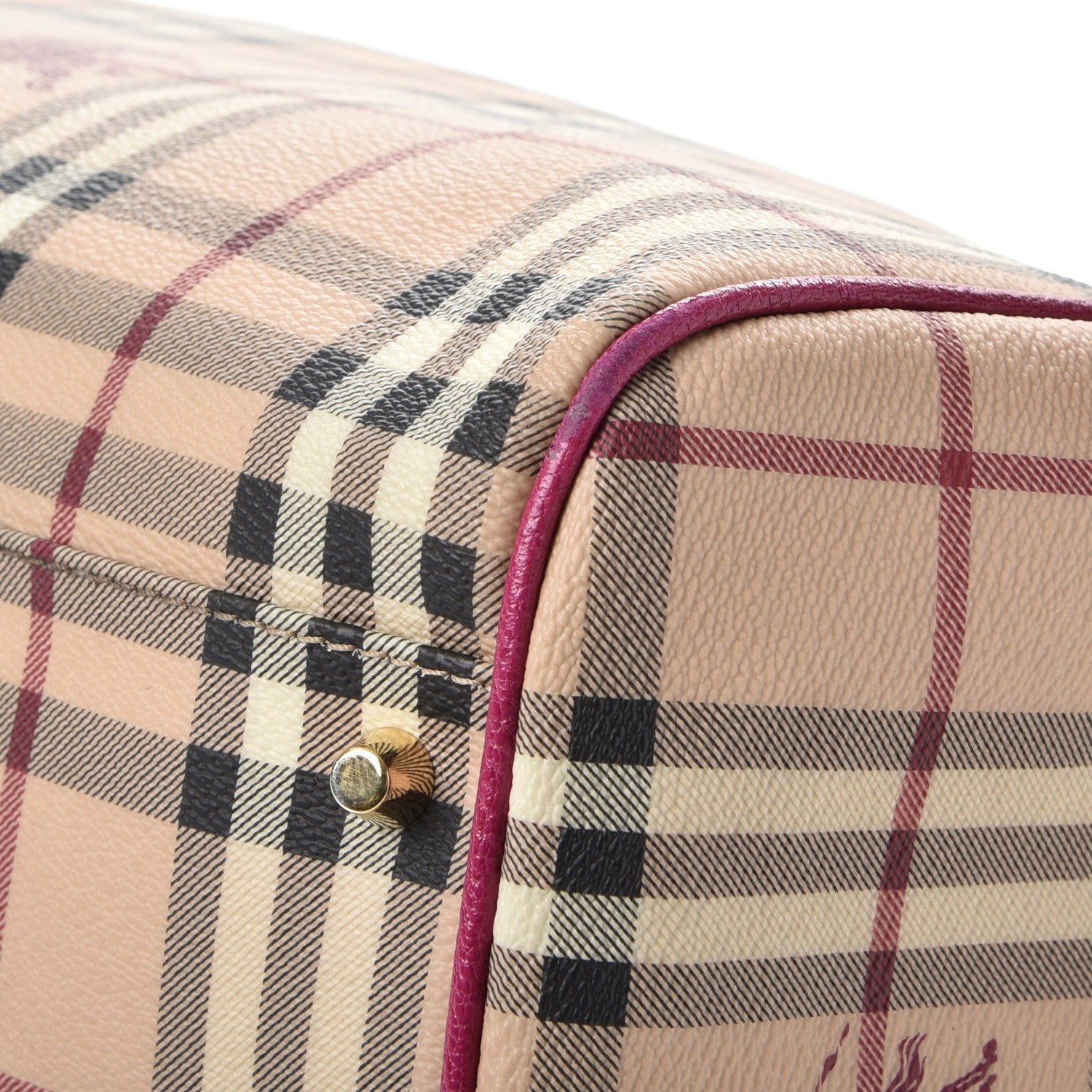 Burberry Haymarket Check Medium Canterbury Tote Bright Rhubarb Pink 12 of 13