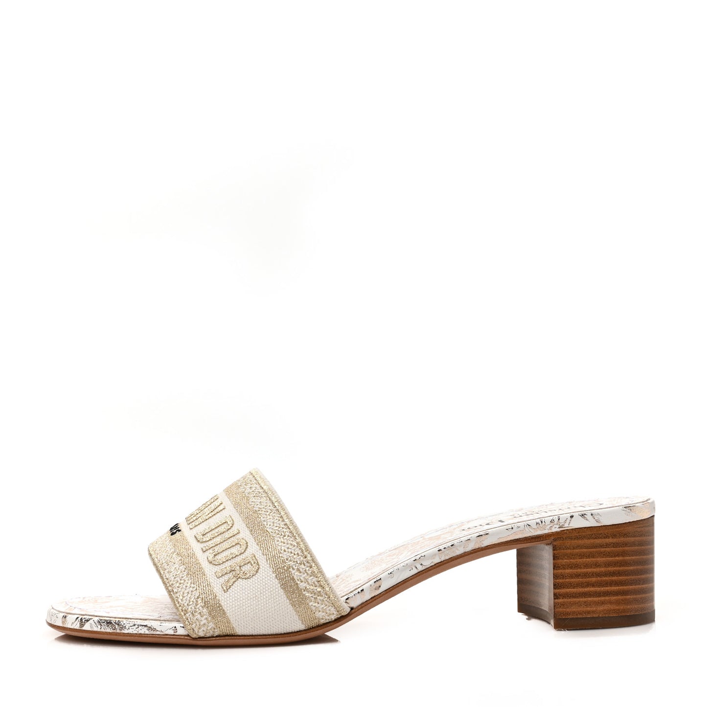 Lurex Jardin D'hiver Embroidered Dway 40mm Slide Sandals 41 White Pale Gold