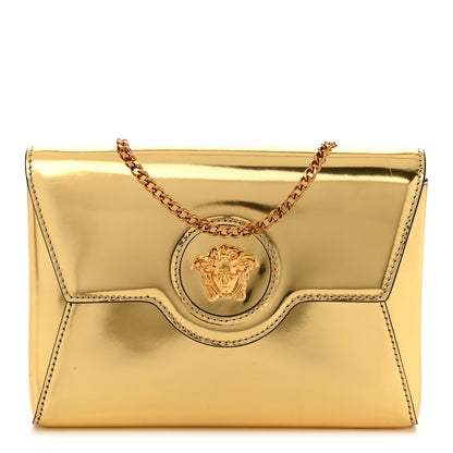 Versace Patent Metallic La Medusa Pouch On Chain Gold 1 of 12
