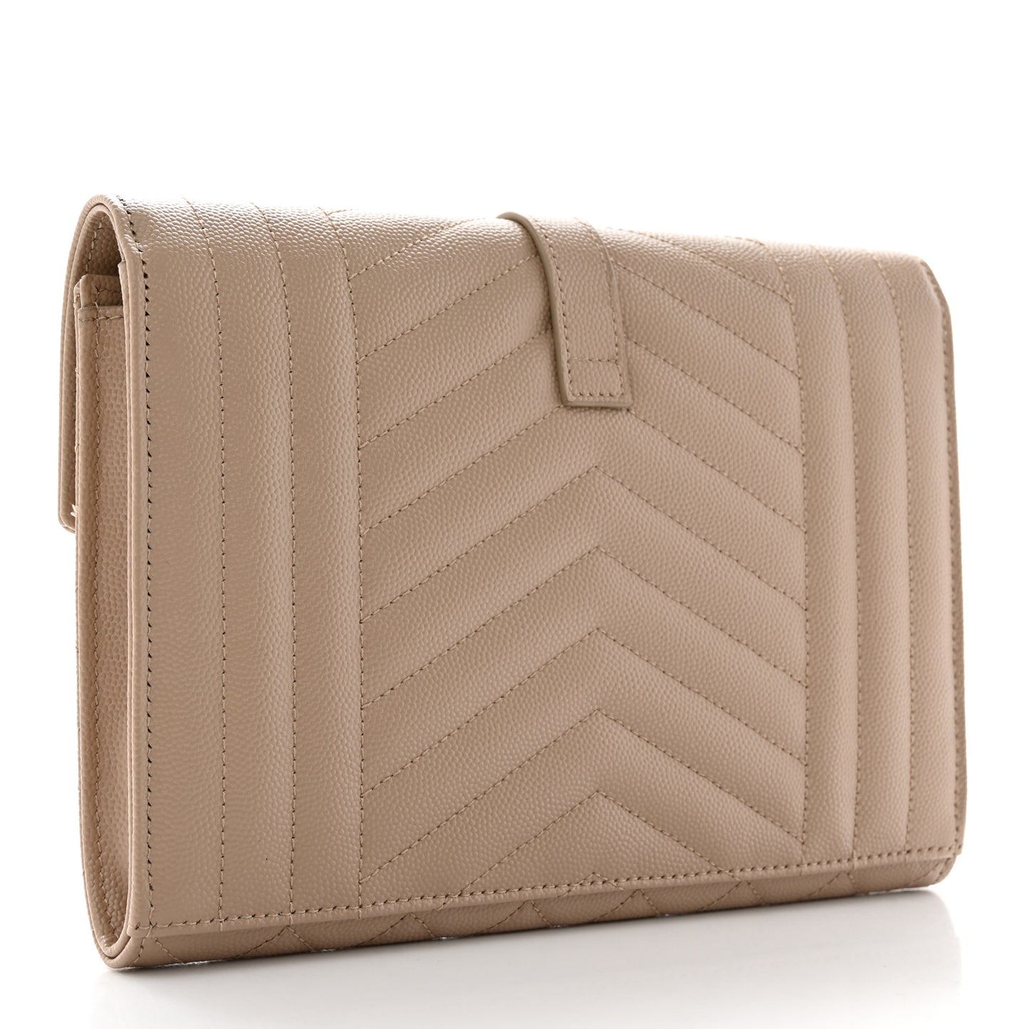 Grain De Poudre Textured Mixed Matelasse Triquilt Monogram Clutch Dark Beige