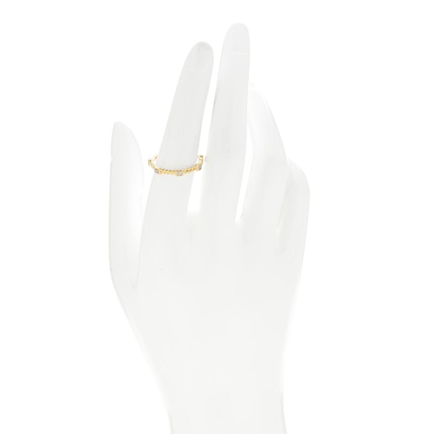 18K Yellow Gold Diamond Cable Collectibles Stack Ring 54 7