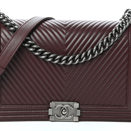 Chanel Calfskin Chevron Quilted New Medium Boy Flap Burgundy 8 of 10