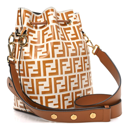 Fendi Vitello Grace F is Fendi Bi-Color FF 1974 Embossed Grande Mon Tresor Bucket Bag White Brown 3 of 10