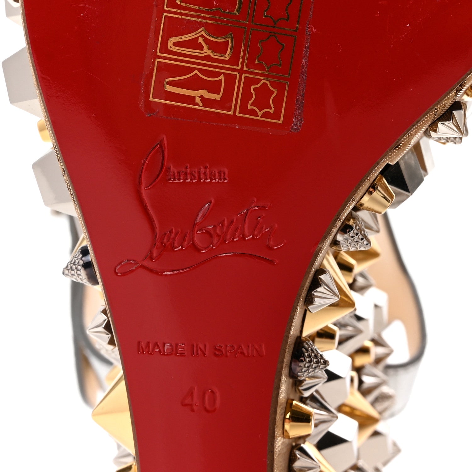 Christian Louboutin Calfskin Lame Cork Almericca 120 Studded Wedge Sandals 40 Silver 7 of 8