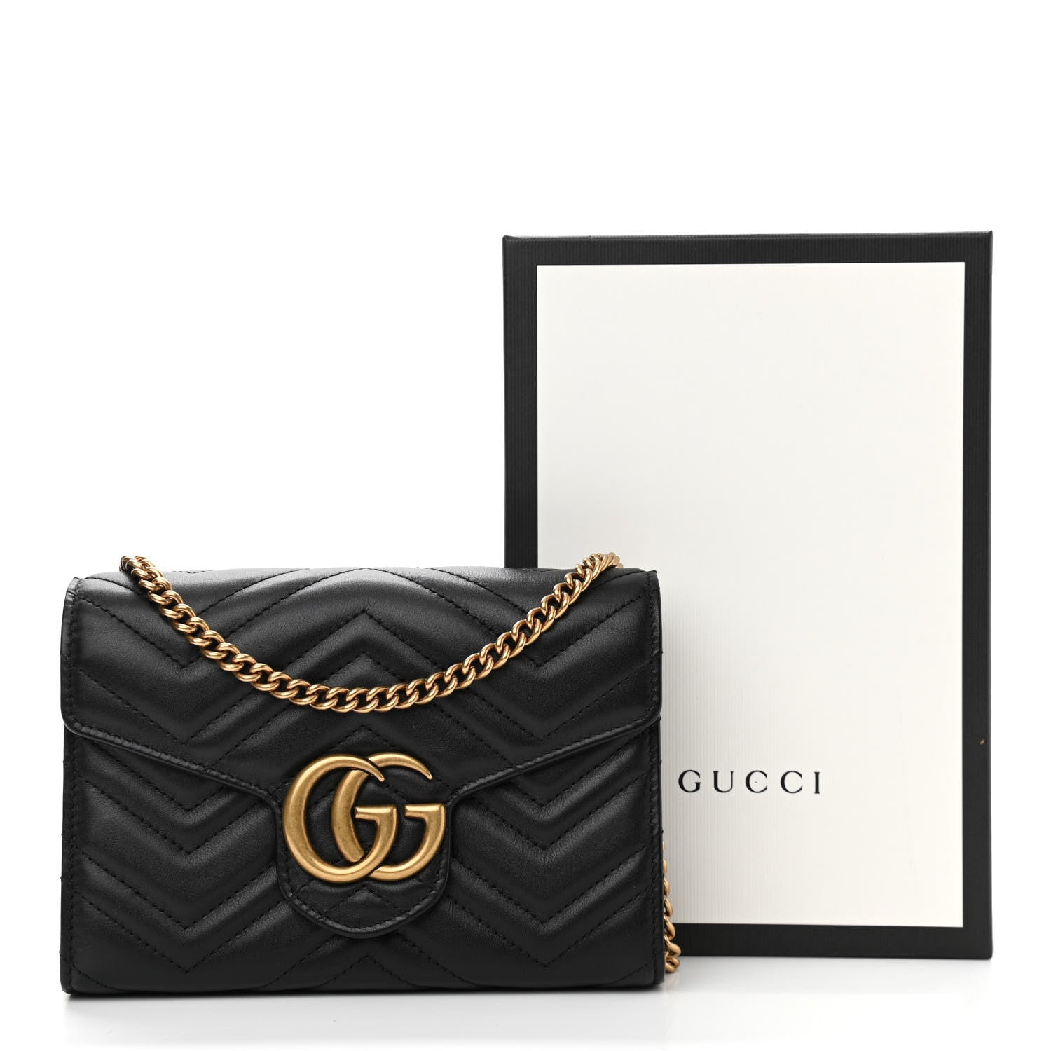 Gucci Calfskin Matelasse GG Marmont Chain Wallet Black 14 of 14