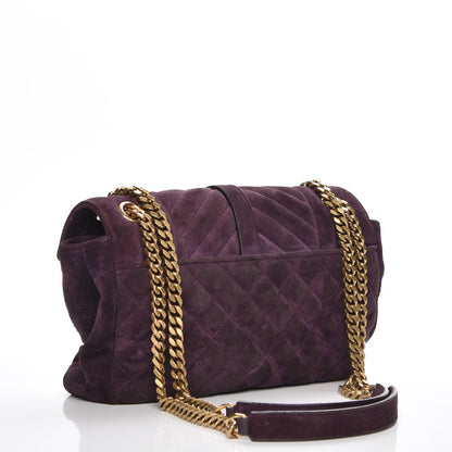 Saint Laurent Suede Medium Tri-Quilt Monogram Medium College Bag Prune 3 of 8