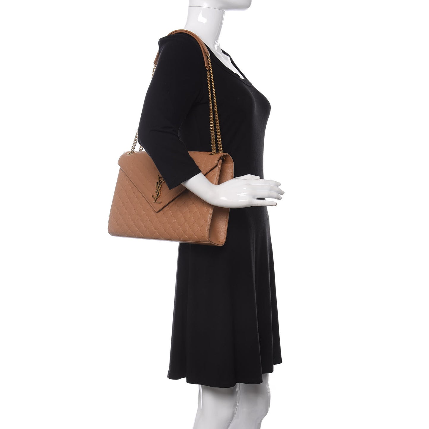 Grain De Poudre Textured Mixed Matelasse Triquilt Large Monogram Satchel Dune