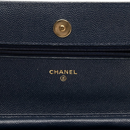 Chanel Caviar Quilted Wallet On Chain WOC Navy Blue 6 of 12