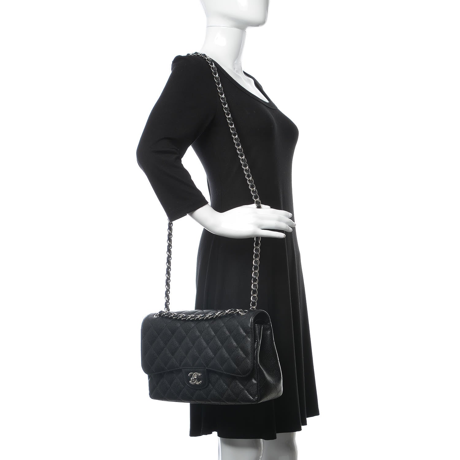Chanel Caviar Quilted Jumbo Double Flap Black 2 of 9