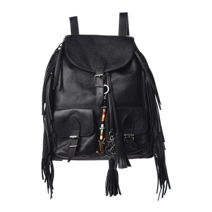 Saint Laurent Calfskin Fringe Festival Backpack Black 1 of 10