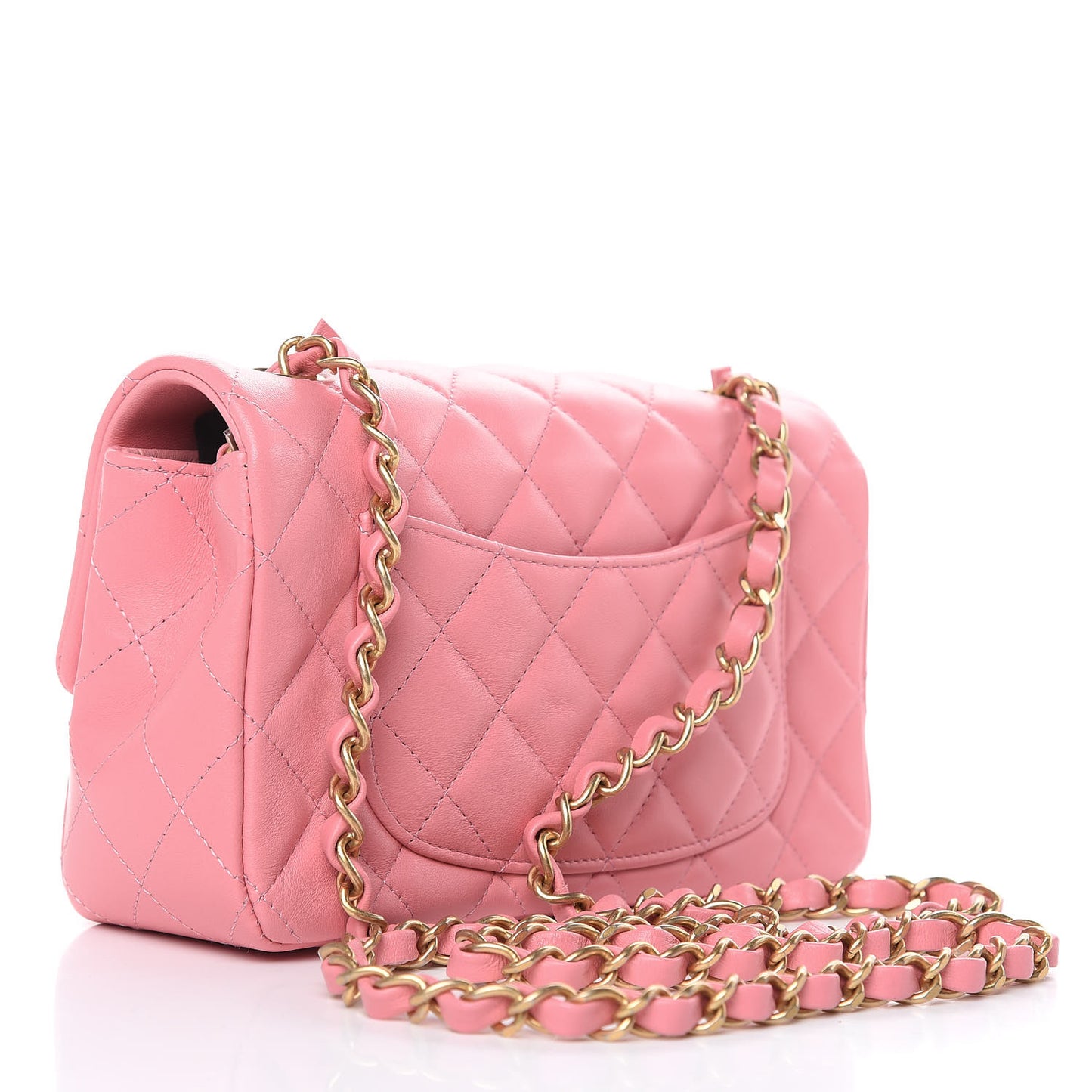 Lambskin Quilted Mini Rectangular Flap Pink