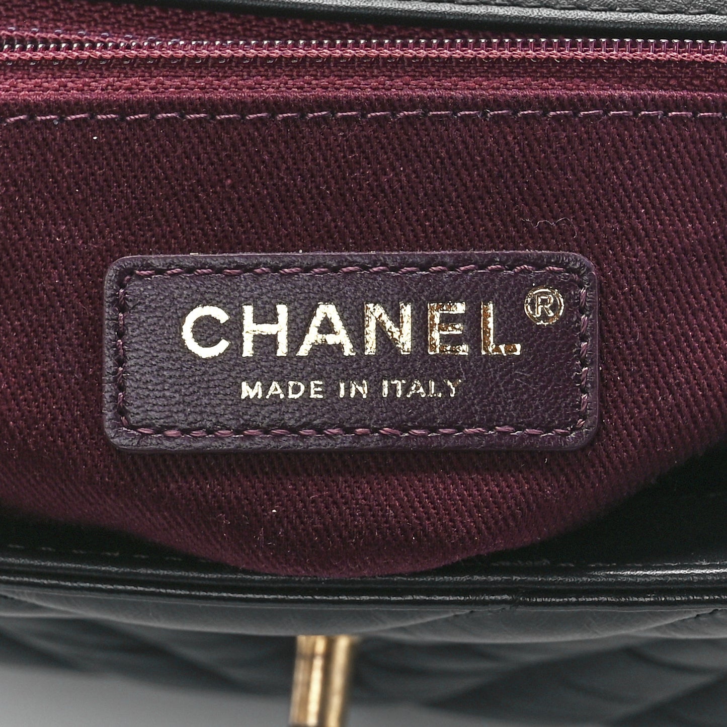 Aged Calfskin Chevron Quilted Small Coco Handle Flap Black