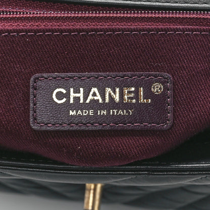 Chanel Aged Calfskin Chevron Quilted Small Coco Handle Flap Black 6 of 12