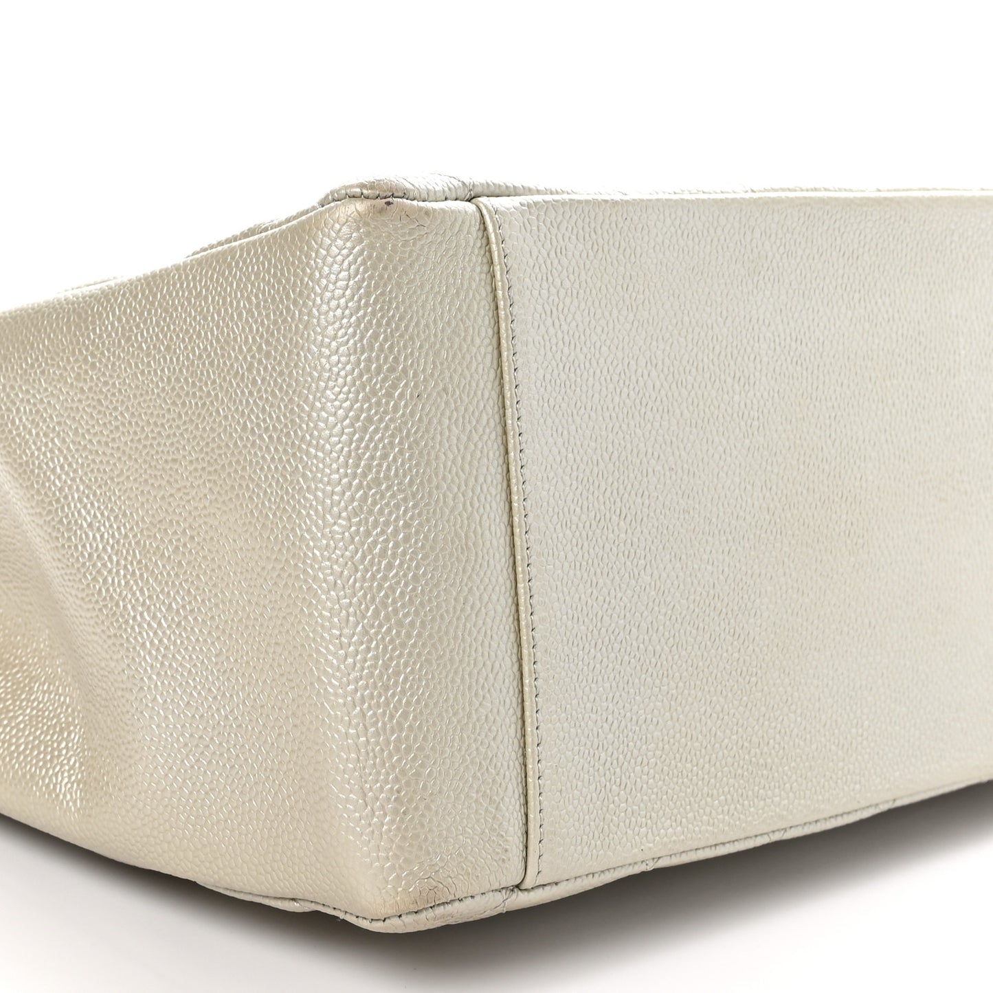 Metallic Caviar Quilted Grand Shopping Tote GST Pearl