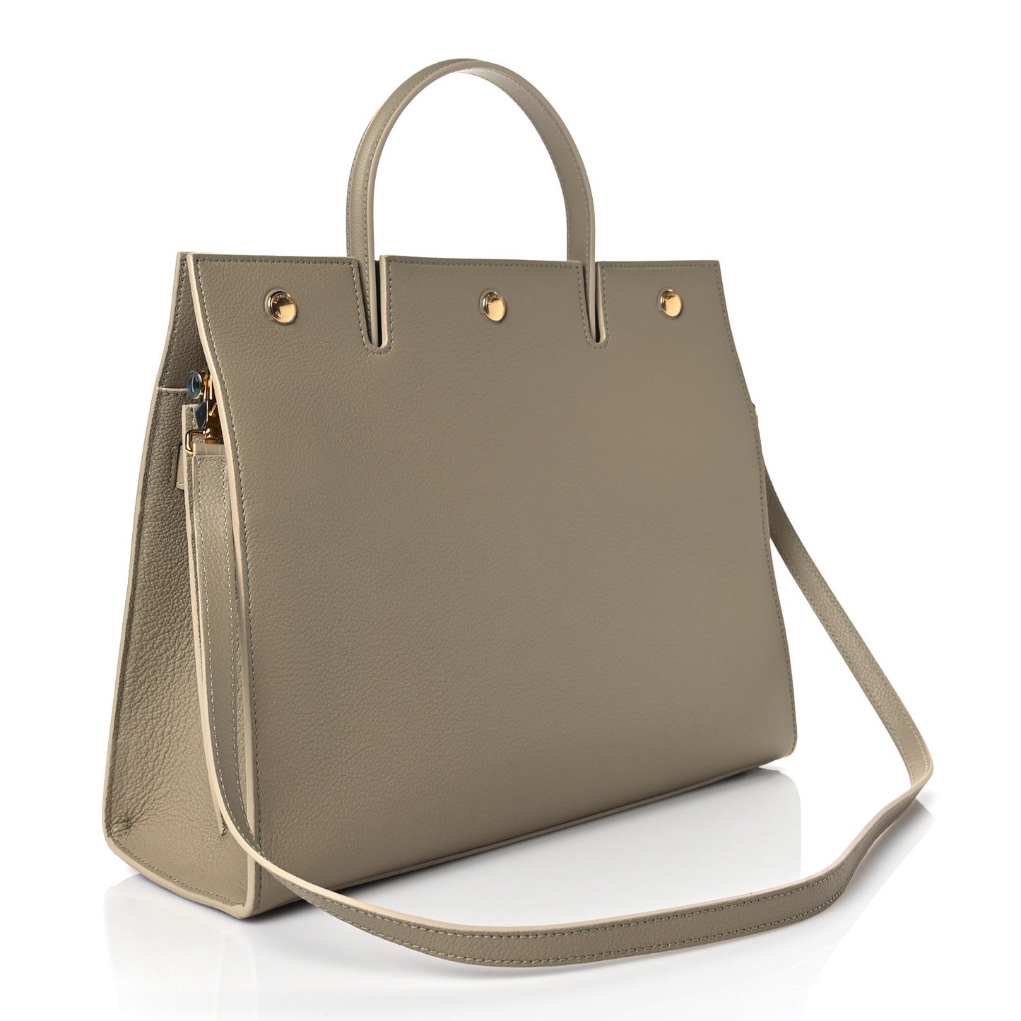 Grainy Calfskin Medium Title Bag Honey