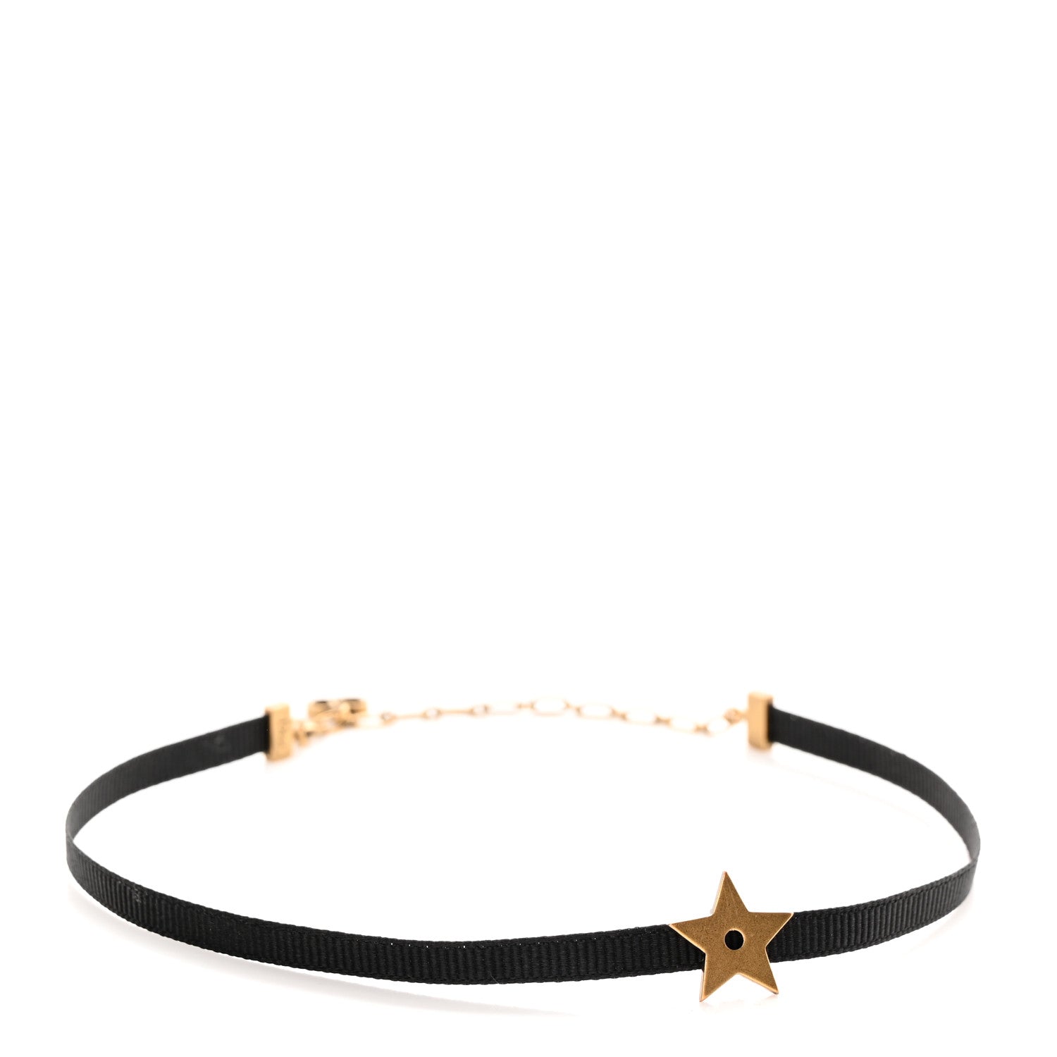 Christian Dior Grosgrain Ribbon Star Choker Necklace Black 1 of 4