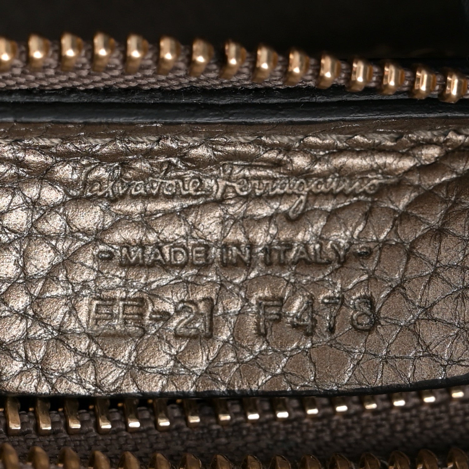 Salvatore Ferragamo Metallic Hammered Calfskin Double Handle Small Amy Tote Graphite 7 of 13