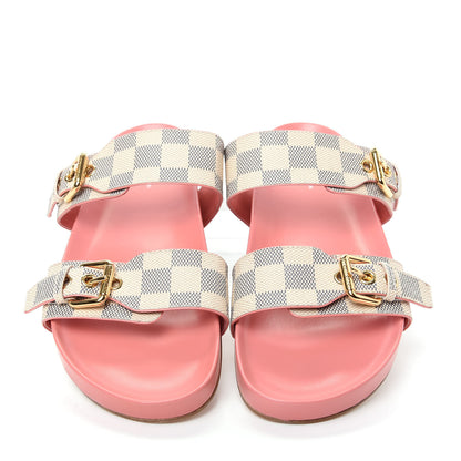 Louis Vuitton Damier Azur Bom Dia Flat Mules 39 Rose Clair 5 of 10