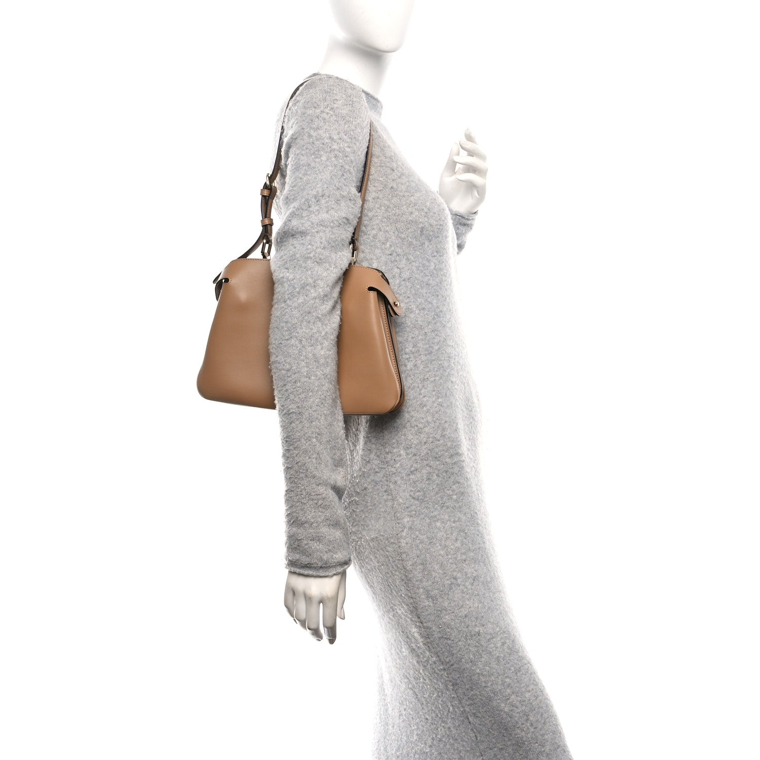 Fendi Vitello Small Soft Peekaboo Satchel Cappuccino 2 of 12
