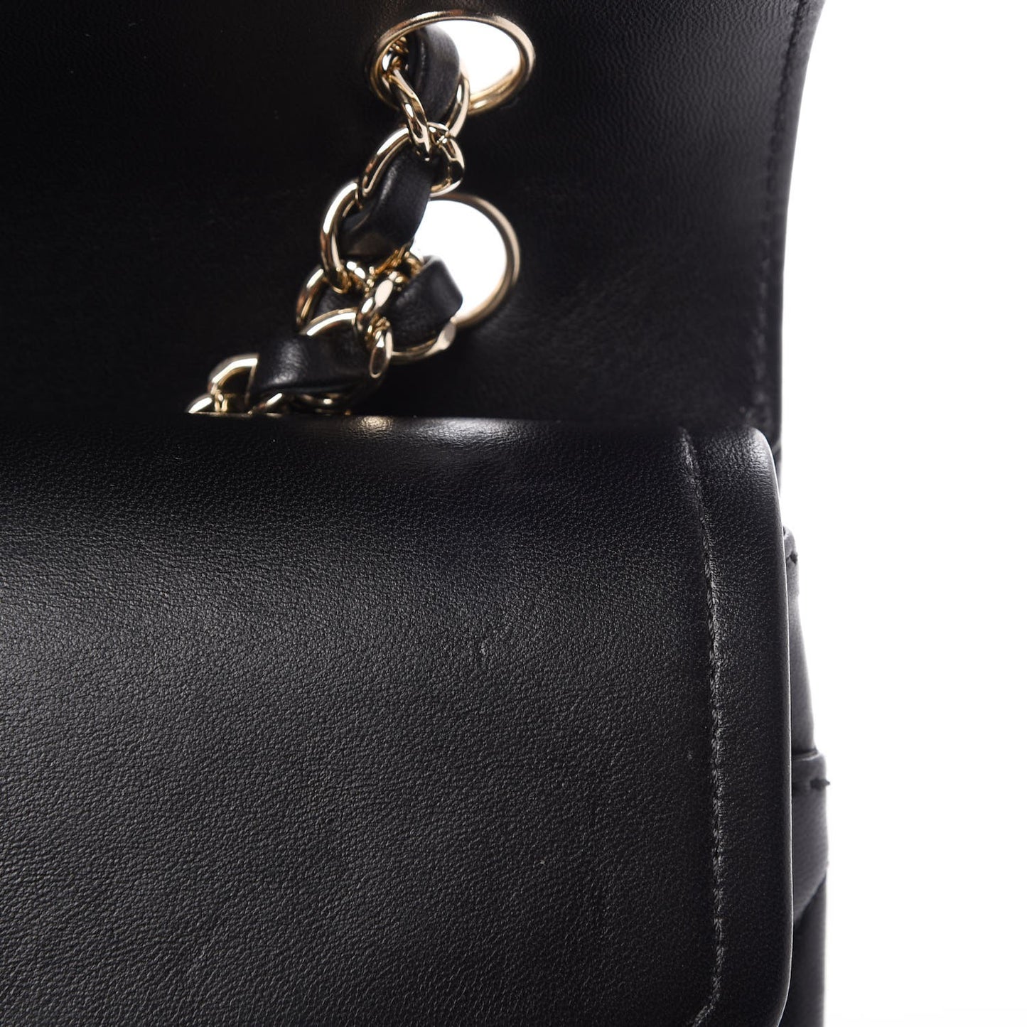 Lambskin Chevron Quilted Medium Double Flap Black