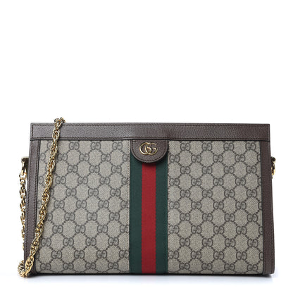 Gucci GG Supreme Monogram Web Medium Ophidia Chain Shoulder Bag Brown 1 of 9