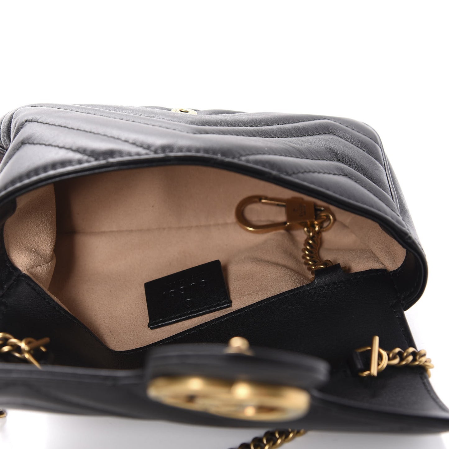 Calfskin Matelasse Super Mini GG Marmont Shoulder Bag Black