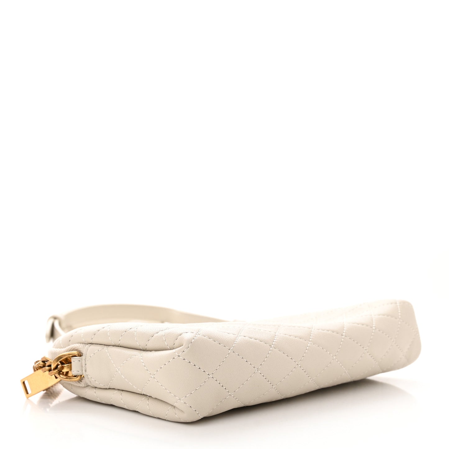 Lambskin Quilted Gaby Zipped Pouch Crema Soft
