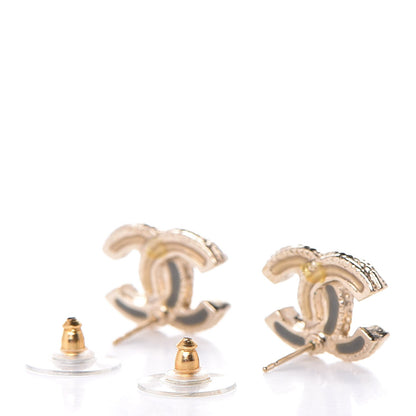 Chanel Glitter Enamel CC Earrings Gold 3 of 4