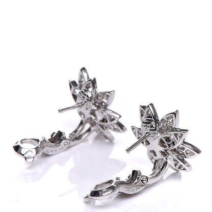 Van Cleef & Arpels 18K White Gold Diamond Small Lotus Earrings 3 of 6