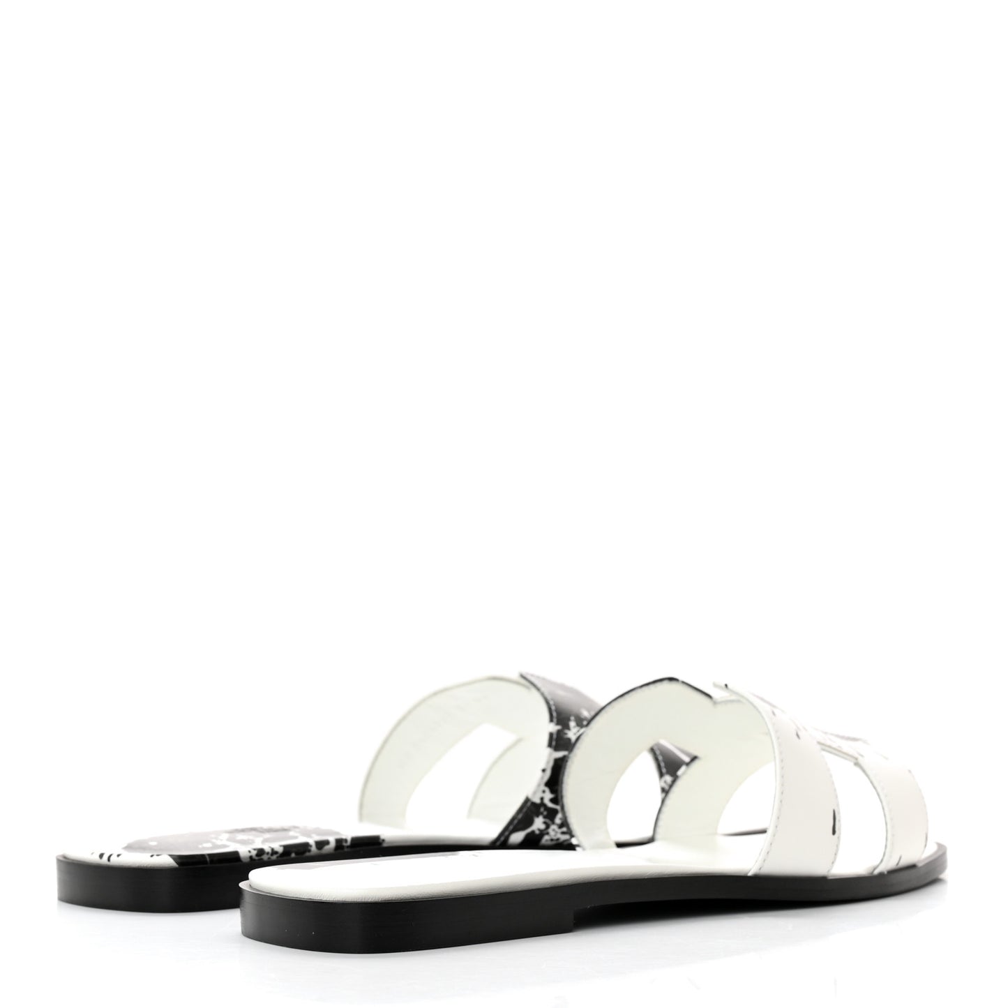 Calfskin Peinture Fraiche Oran Sandals 41 White Black