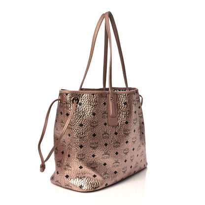MCM Metallic Visetos Medium Liz Reversible Shopper Tote Champagne Gold 4 of 18