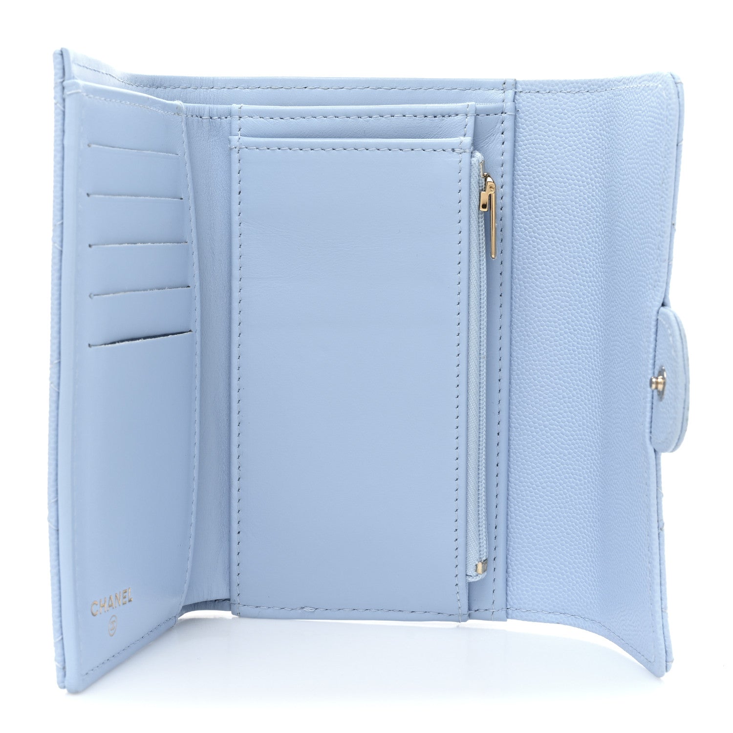 Chanel Caviar Quilted Medium Flap Wallet Light Blue 5 of 19