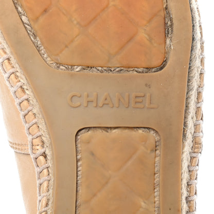 Chanel Lambskin CC Espadrilles 38 Beige Black 7 of 11