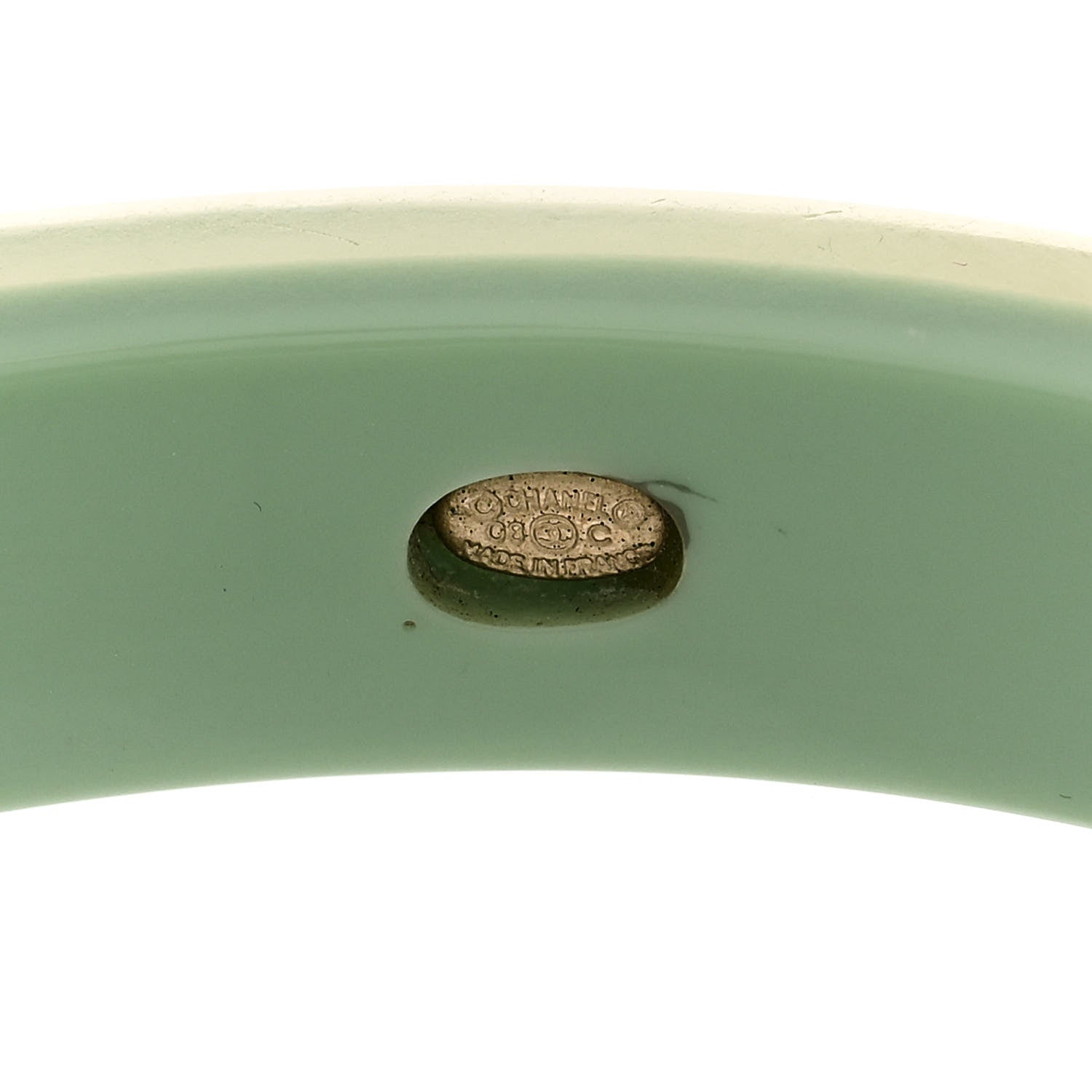Chanel Resin Lucite CC Bangle Bracelet Green 4 of 4