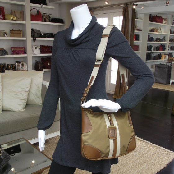 Prada Tessuto Nylon Striped Shoulder Bag 2 of 11