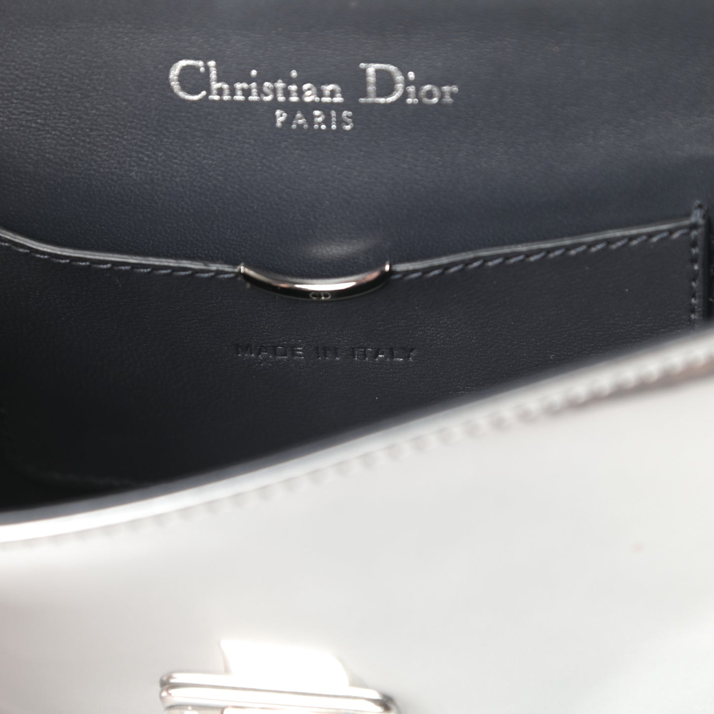 Metallic Patent Micro-Cannage Mini Diorama Flap Bag Silver