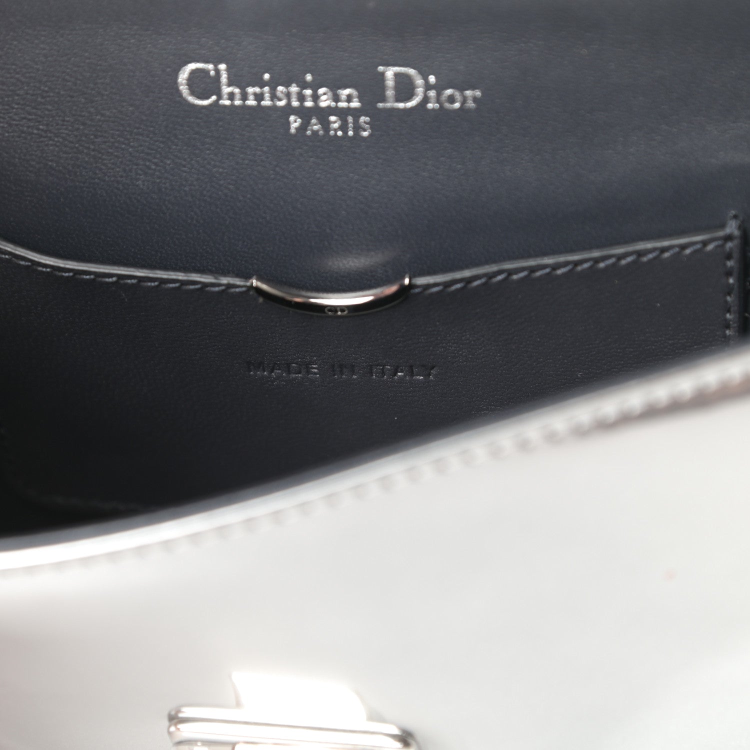 Christian Dior Metallic Patent Micro-Cannage Mini Diorama Flap Bag Silver 7 of 13